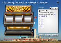 Calculating the mean of number sets sot machine game, calculating the average of number sets game for kids