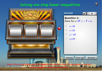 solving one step linear inequality slot machine game, find the solution of the following linear inequalities with single variable