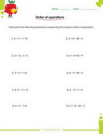 order of operation worksheets with answers