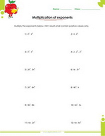 Factor, fractions and exponents worksheets for 7th grade students