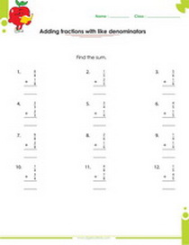 Adding fractions with like denominators worksheet, adding and subtracting fractions worksheets.