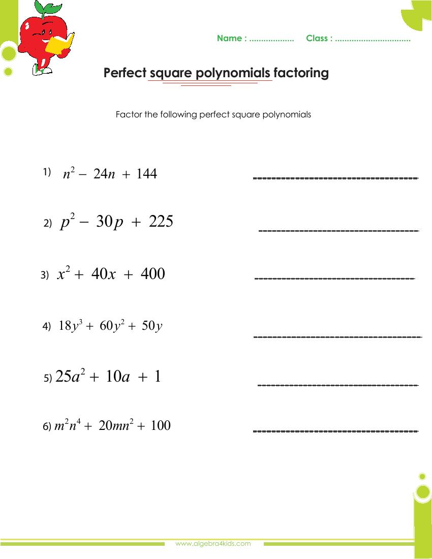 Factoring Polynomials Worksheet Answer Key  precalculus algebra 2 and puzzles on 