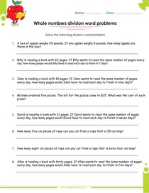 whole numbers division word problems worksheet