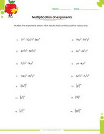 Factor, fractions and exponents worksheets for 7th grade students